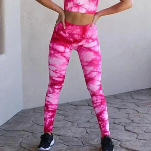 Fuchsia Tie Dye Active Set leggings